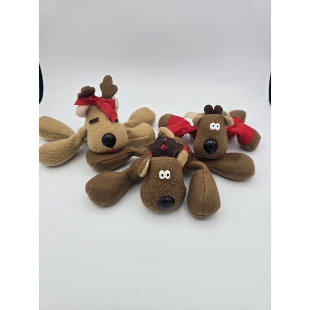 Vtg Hallmark Reindeer Plush Lot of 3 - 79 Rodney,84 Rhonda,86 Randy - Crisp Tags